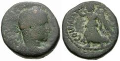 Ancient Coins - Trajan Decius (AD 249-251). Samaria. Caesarea Maritima Æ22 / Nike