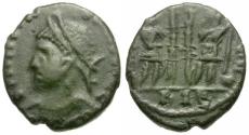 Ancient Coins - Constantius II (AD 324-337) Imitative Æ3 / Soldiers and Standards