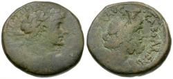 Ancient Coins - Hadrian (AD 117-138). Samaria. Caesarea Maritima Æ26 / Serapis