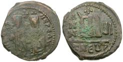 Ancient Coins - *Sear 671* Byzantine Empire. Phocas (AD 602-610) with Leontia Æ Follis