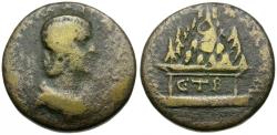 Ancient Coins - Julia Domna (AD 193-217). Cappadocia. Caesarea Æ25 / Mt. Argaeus on Altar