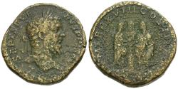 Ancient Coins - Septimius Severus (AD 193-211) Æ Sestertius / Septimius, Caracalla and Geta Sacrificing
