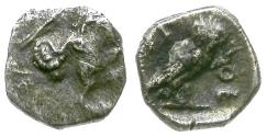 Ancient Coins - Philistia. Gaza AR Hemiobol / Owl