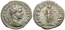 Ancient Coins - Elagabalus (AD 218-222) AR Antoninianus / Salus
