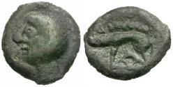 Ancient Coins - Ancient France. Celtic Gaul. Leuci Tribe Potin / Bald Head