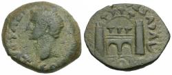 Ancient Coins - Divus Augustus. Struck under Tiberius (AD 14-37). Spain. Emerita Æ As / Camp Gate