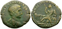 Ancient Coins - Diadumenian, Caesar (AD 217-218). Moesia Inferior. Nicopolis. Marcus Claudius Agrippa, legatus consularis Æ26 / River god