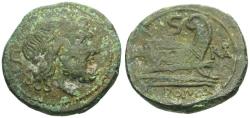 Ancient Coins - 211-210 BC - Roman Republic Æ Semis / Monogram