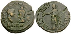 Ancient Coins - Philip II (AD 247-249) with Serapis, Mesembria. Thrace Æ26 / Hygieia