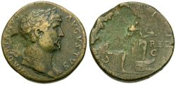 Ancient Coins - Hadrian (AD 117-138) Æ Sestertius / Neptune