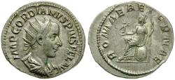 Ancient Coins - Gordian III (AD 238-244) AR Antoninianus / Roma Seated