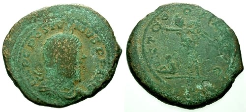 Ancient Coins - gF/F Postumus AE35 Sestertius / Victory
