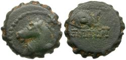 Ancient Coins - Seleukid Kings. Demetrios I Soter (162-150 BC) Serrate Æ15 / Elephant
