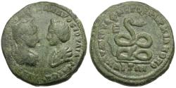 Ancient Coins - Severus Alexander (AD 222-235) with Julia Maesa. Moesia Inferior. Marcianopolis. Tiberius Julius Festus, legatus consularis Æ26 / Serpent