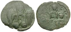 Ancient Coins - *Sear 2435* Byzantine Empire. Andronicus II Palaeologus (AD 1282-1328) with Michael IX Æ Assarion