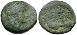 Ancient Coins - Sikyonia. Sikyon. Aineas, magistrate Æ19 / Dove