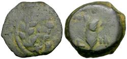 Ancient Coins - Judaea. Roman Procurators. Valerius Gratus (AD 15-26) Æ Prutah / Palm Branch
