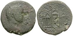 Ancient Coins - Elagabalus (AD 218-222). Phoenicia. Tripolis Æ27 / Temple