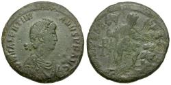 Ancient Coins - Valentinian II (AD 375-392) Æ Maiorina / Emperor with Captive