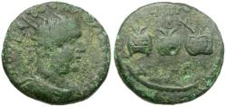 Ancient Coins - Valerian I (AD 253-260). Galatia. Ancyra Æ25 / Three Prize Urns