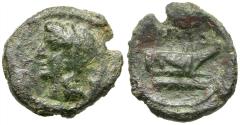 Ancient Coins - Sicily. Panormos Æ15 / Prow