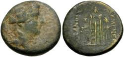 Ancient Coins - Phrygia. Eumeneia. Dionysios Philonidos, magistrate Æ22 / Tripod