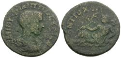 Ancient Coins - Philip II, as Caesar (AD 244-247). Caria. Antiocheia ad Maeander Æ28 / River-god