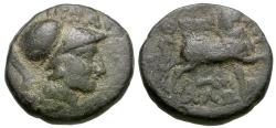 Ancient Coins - Thessaly. Thessalian League. Ippaitas, magistrate Æ16 / Horse