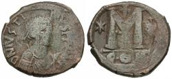 Ancient Coins - *Sear 63* Byzantine Empire. Justin I (AD 518-527) Æ Follis
