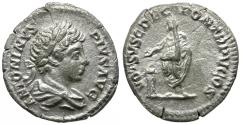 Ancient Coins - Caracalla (AD 198-217) AR Denarius / Emperor Sacrificing