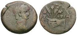 Ancient Coins - Claudius (AD 41-54). Egypt. Alexandria Æ Obol / Hand Holding Poppies