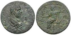 Ancient Coins - Valerian II (AD 256-258). Pamphylia. Sillyum Æ32 / Zeus Seated