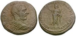 Ancient Coins - Macrinus (AD 217-218). Moesia Inferior. Nicopolis. Statius Longinos, Magistrate Æ28 / Serapis