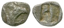 Ancient Coins - Ionia. Teos AR Tetartemorion / Griffin