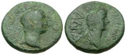 Ancient Coins - Domitian (AD 81-96) with Domitia. Thessaly. Koinon Æ Diassarion / Dual Portraits