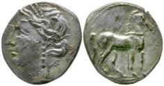 Ancient Coins - Carthage. Second Punic War Fourrée AR/Æ Quarter Shekel / Horse