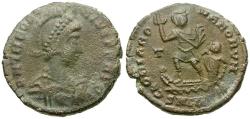 Ancient Coins - Theodosius I (AD 379-395) Æ Centenionalis / Emperor in Galley