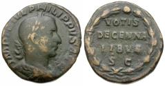 Ancient Coins - Philip I (AD 244-249) Æ Sestertius / Votive