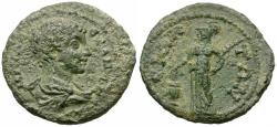 Ancient Coins - Severus Alexander, as Caesar (AD 222). Pamphylia. Side Æ28 / Athena Voting