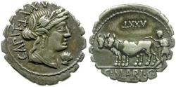 Ancient Coins - 81 BC - Roman Republic. C. Marius C.f. Capito AR Denarius