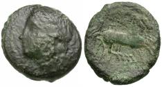 Ancient Coins - Sicily. Syracuse. Hiketas (287-278 BC) Æ21 / Biga