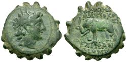 Ancient Coins - Seleukid Kings. Antiochos VI Dionysos (144-142 BC) Æ21 Serrate / Elephant