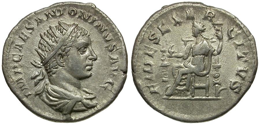 Elagabalus AR Antoninianus / Fides Seated | Roman Imperial Coins