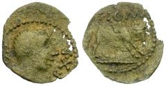 Ancient Coins - Ancient France. Celtic Gaul. Uncertain Tribe. T. Pom. Sex. F. Æ16 / Bull