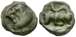 Ancient Coins - Ancient France. Celtic Gaul. Turones Tribe Potin / Bull