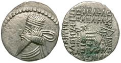 Ancient Coins - Kings of Parthia. Vologases III (AD 110-147) AR Drachm
