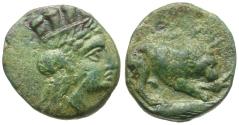 Ancient Coins - Mysia. Plakia Æ11 / Lion