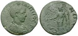 Ancient Coins - Philip II, as Caesar (AD 244-247). Lydia. Saitta Æ24 / Athena