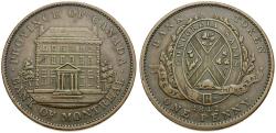 World Coins - Canada. Province of Canada. Bank of Montreal Æ 2 Sous (Penny) Token