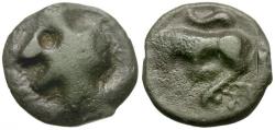 Ancient Coins - Ancient France. Celtic Gaul. Turones Tribe Potin / Bull